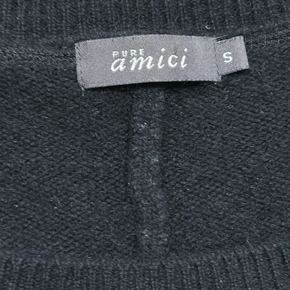 Pure Amici 100% Cashmere Striped Sweater Pullover Soft Gray & Black Small - Picture 5 of 6